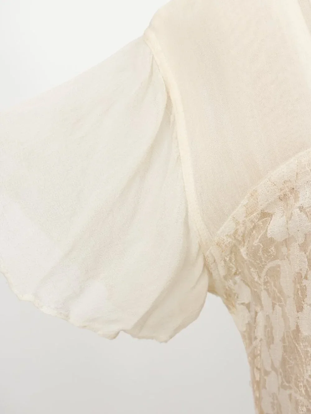 Lace Dress Ivory Cream Crepe Romantic Vintage Boho Wedding 90s Maxi Sundress